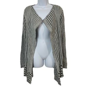 CATO Waterfall Open Ribbed Striped Eyelash Cardigan Sz XL
